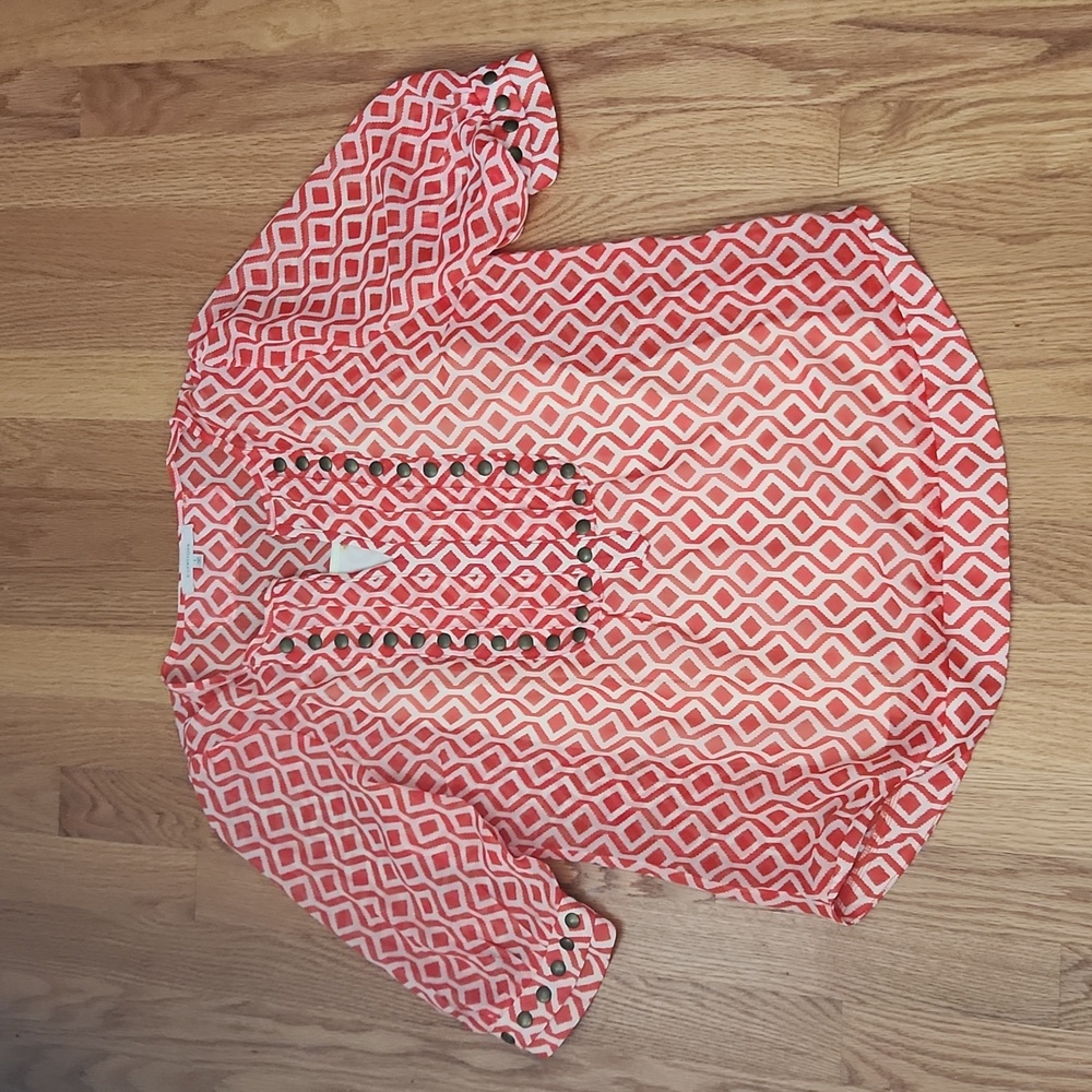 41 Hawthorn Moni Geo Print & Camisole Blouse, Small, Orange